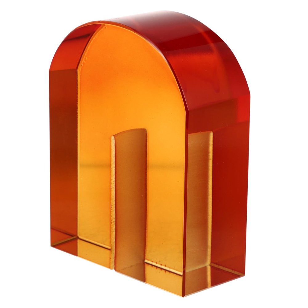 BIUDECO 1-Piece Orange Arched Decorative Bookend for Bookshelves and Desks