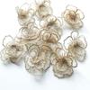 dvnFWKc Sew-On Lace Flower Appliqués, 10 Pieces, White and Gold Organza, for Bridal Dresses and DIY Decoration view 1
