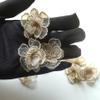 dvnFWKc Sew-On Lace Flower Appliqués, 10 Pieces, White and Gold Organza, for Bridal Dresses and DIY Decoration view 2