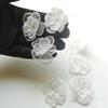 dvnFWKc Sew-On Lace Flower Appliqués, 10 Pieces, White and Gold Organza, for Bridal Dresses and DIY Decoration view 3