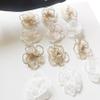 dvnFWKc Sew-On Lace Flower Appliqués, 10 Pieces, White and Gold Organza, for Bridal Dresses and DIY Decoration view 4
