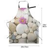 CHANGLEI Personalized Black Apron with Stone Design, Waterproof, 2 Pockets, One Size view 2