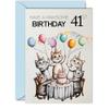 Giftzie 41st Birthday Card for Women and Men, Pawsome Party Cats and Balloons, A5 view 1