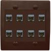 RiteAV Cat6A Wall Plate, 8 Ports, Flat, 2-Gang, Brown/Brown view 1