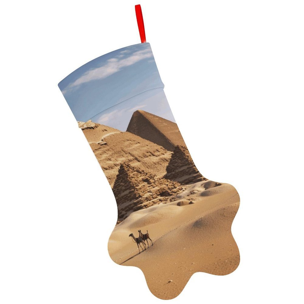 Christmas Stocking with Paw Print and Pyramid Design