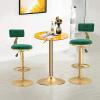 AJYBYUKJ Velvet Bar Stools, Set of 2, Swivel, Adjustable, Gold Legs, 24–32 in. view 4