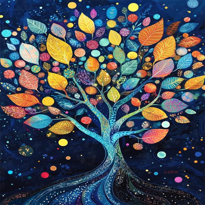 MIRONS 11CT Flower Tree Counted Cross-Stitch Kit, 40 × 50 cm