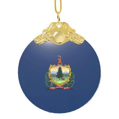 Vermont State Flag Print Clear Glass Christmas Ornament, One Size