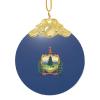 Vermont State Flag Print Clear Glass Christmas Ornament, One Size view 1
