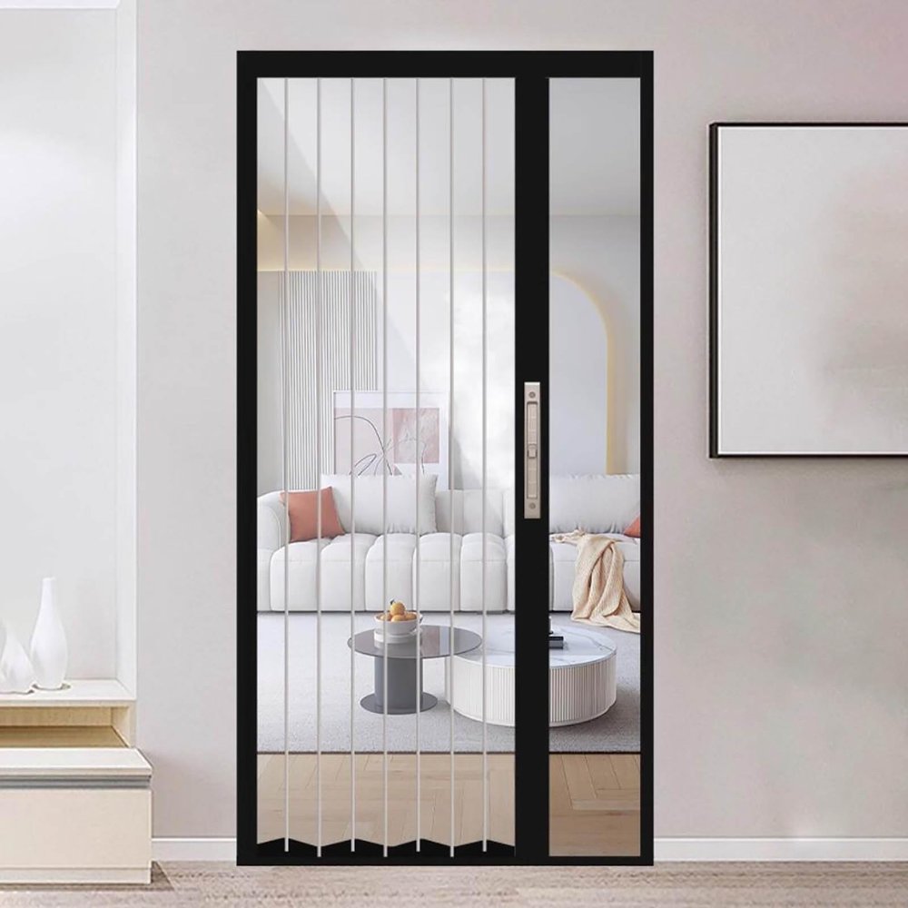 Folding/Sliding Doors, 6.6 ft High, Retractable Accordion Door with Lock and Keys
