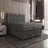 Verona Idee KONG Glamour Box Spring Bed, Bonell Mattress, 4 cm Topper, XXL Storage, 140 x 200 cm, Gray Eco-Leather view 1