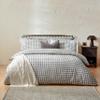Yard Barton Vichy Check Reversible Duvet Cover Set, 100% Cotton, Gray, Single, 137 x 200 cm view 1