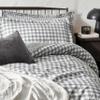 Yard Barton Vichy Check Reversible Duvet Cover Set, 100% Cotton, Gray, Single, 137 x 200 cm view 2