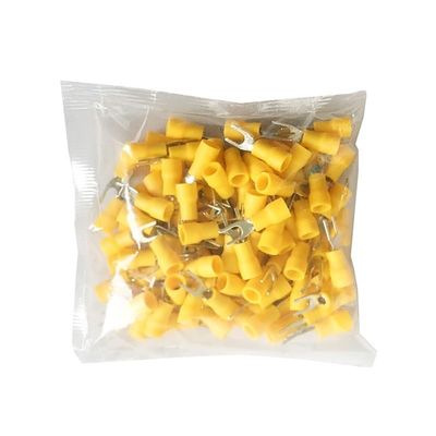 RUAJOGYNVM 25/50/100-Piece SV1.25/2/3.5/5.5 Insulated Brass Fork Spade Wire Connectors, U-Type Electrical Crimp Terminals for 22–10 AWG, 0.5–6 mm² (13,25PCS_SV5.5-4)
