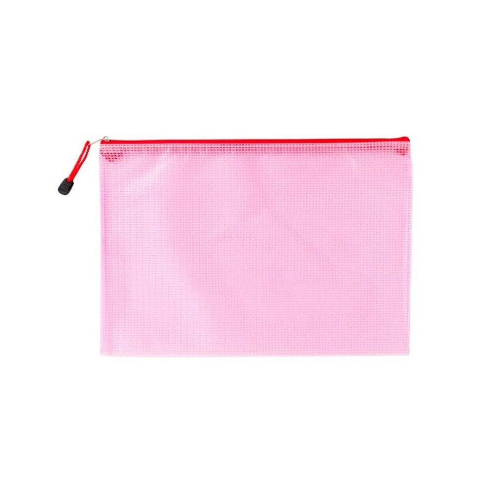 Mesh Zipper File Bag, Red, A3 (43 × 30.5 cm)