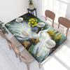 AUBKFELD Tablecloth with White Peacock Pattern, 122 x 76 cm, Rectangular Fabric Tablecloth with Elastic Edge view 3