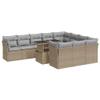 vidaXL 11-Piece Garden Sofa Set with Cushions Beige Poly Rattan view 1