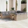 vidaXL 11-Piece Garden Sofa Set with Cushions Beige Poly Rattan view 2