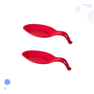 Amosfun Silicone Spoon Rest, Red, Heat-Resistant, Flexible, with Hole