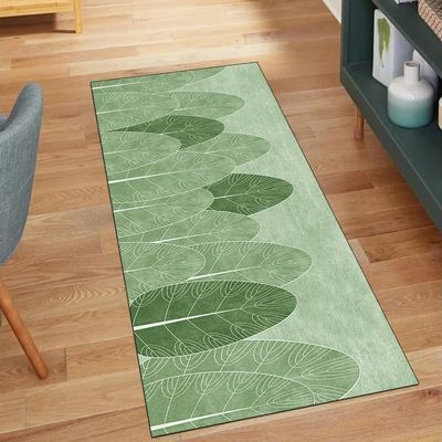 QQrunner Non-Slip Hallway Runner Rug, 50 x 450 cm, Vintage, Washable, Green