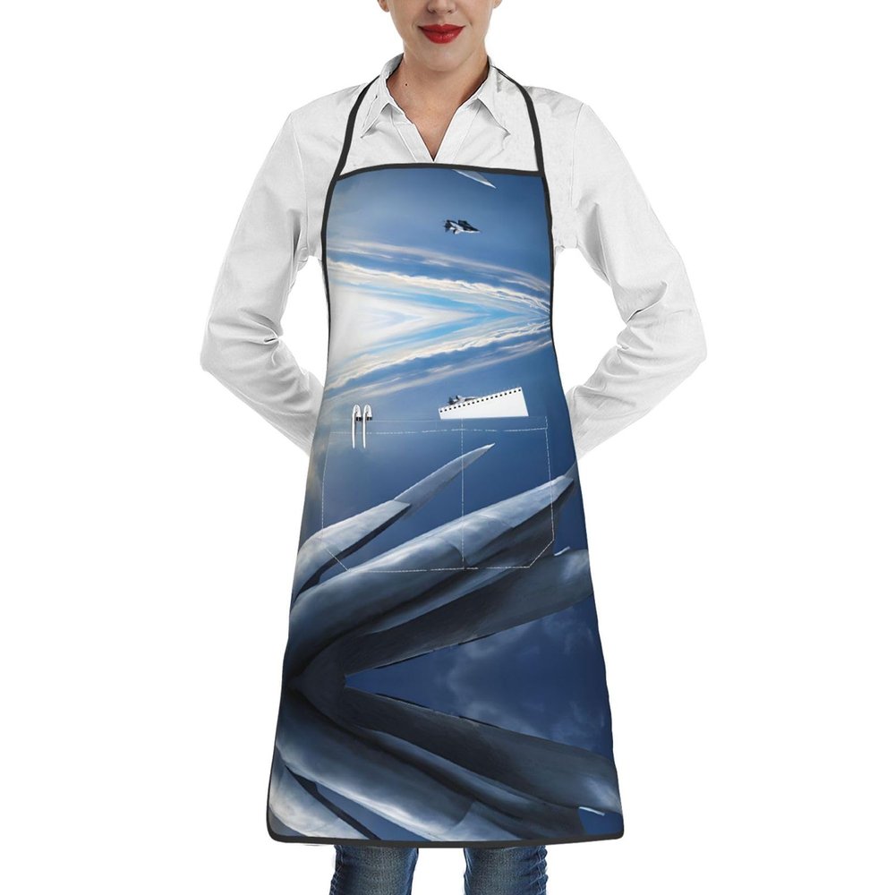 ESNAIUVCD Unisex Fighter Jets Apron for Adults, White, One Size