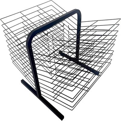 FLTRGO Mobile Art Drying Rack with Wire Shelves, Black