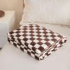 DOTBUY-SHOP Brown Flannel Coral Fleece Checkered Blanket, 150 x 200 cm view 1