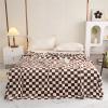 DOTBUY-SHOP Brown Flannel Coral Fleece Checkered Blanket, 150 x 200 cm view 2