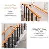 Handrail Railing for Outdoor Steps with 1–2 Steps, Wooden Handrail with 2 Wrought-Iron Posts, Freestanding Non-Slip Safety Handrail, 80 cm/90 cm/10 view 3