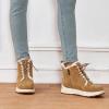 Women's High-Top Lined Winter Boots with Side Zipper, Thick Sole, Round Toe, Suede, Khaki, EU 40.5 view 3