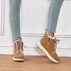 Women's High-Top Lined Winter Boots with Side Zipper, Thick Sole, Round Toe, Suede, Khaki, EU 40.5 view 4