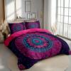 Quixora Deep Rose Red Duvet Cover Set, Floral Ethnic Print, 155 x 220 cm view 2