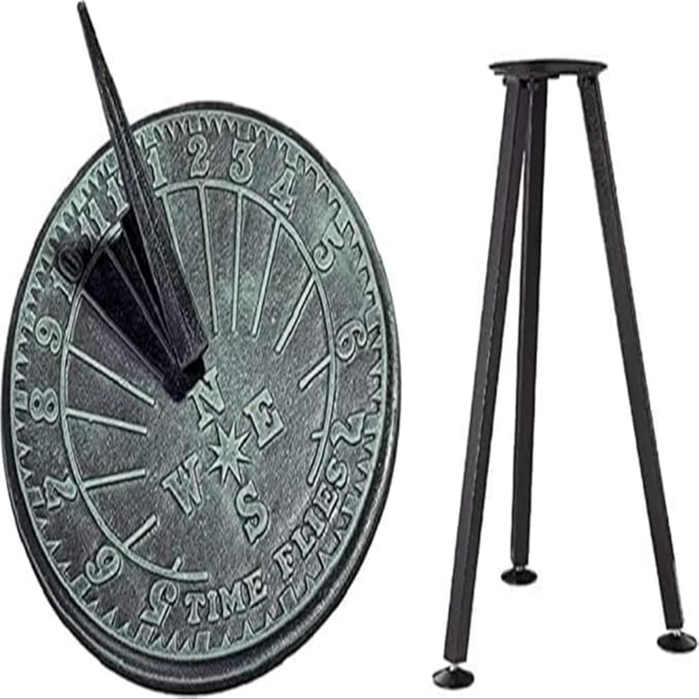 ANTIQUEMEDIEVAL Time Flies Number Sundial with Stand, Garden Gift