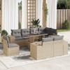 vidaXL 9-Piece Garden Sofa Set with Cushions, Beige PE Rattan view 2