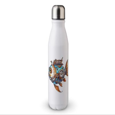 MAXIKIWI 500 ml Single-Wall Aluminum Water Bottle with Screw Cap, BPA-Free, Leakproof, Steampunk Animal Collection
