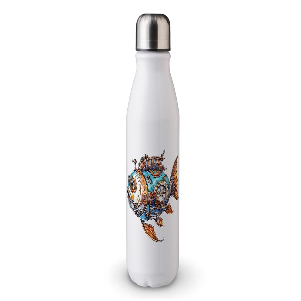 MAXIKIWI 500 ml Single-Wall Aluminum Water Bottle with Screw Cap, BPA-Free, Leakproof, Steampunk Animal Collection