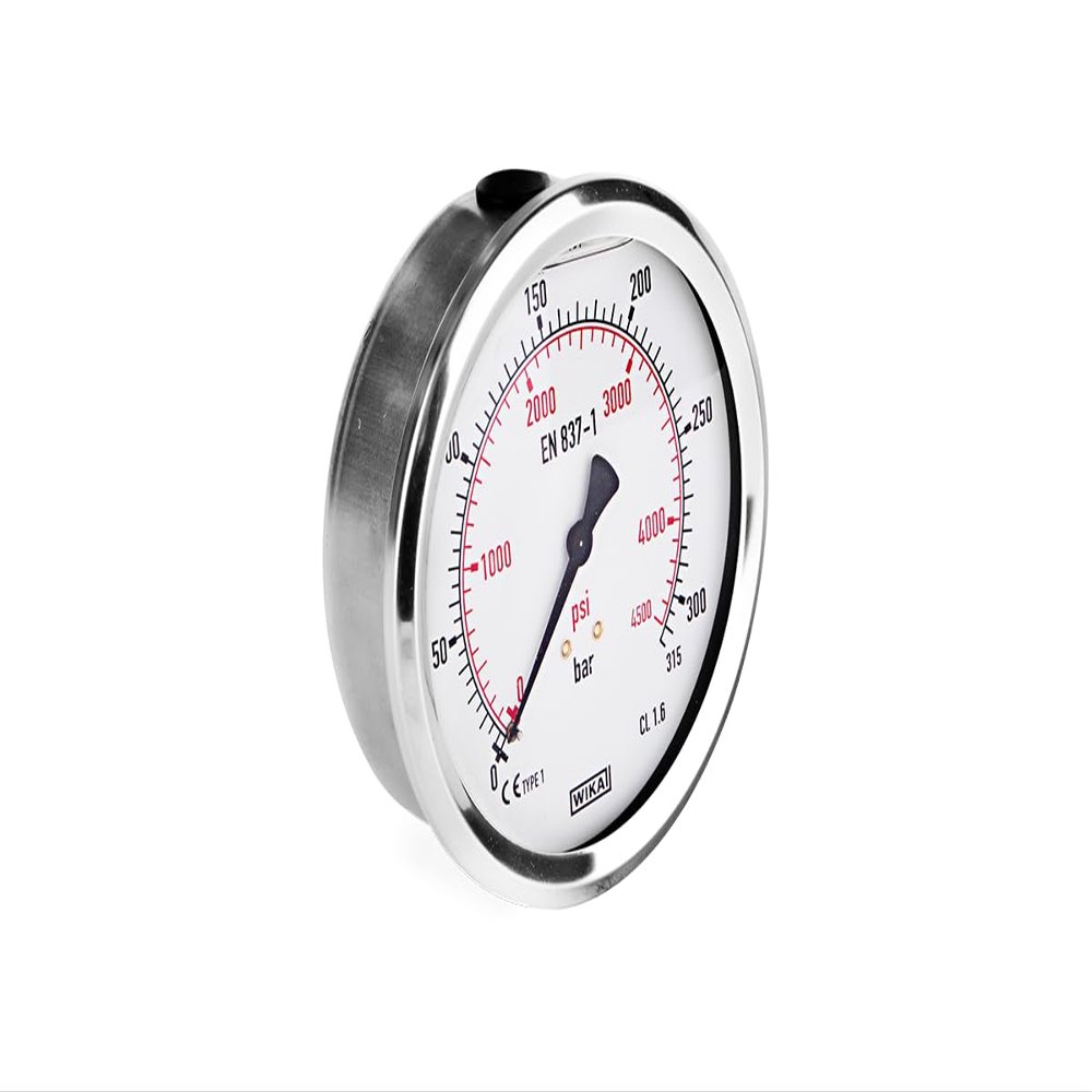 Hydraulic Pressure Gauge DN100, Glycerin-Filled, 100 mm, Rear Connection, 0–315 bar