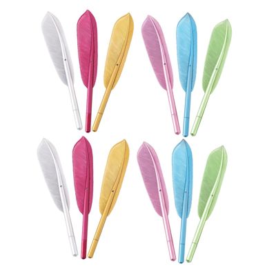 GRIRIW 12-Piece Colorful Refillable Gel Pens with Feather-Shaped Tips for School, Office, and Everyday Use