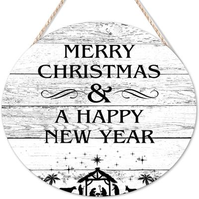 Merry Christmas and a Happy New Year Wooden Welcome Sign