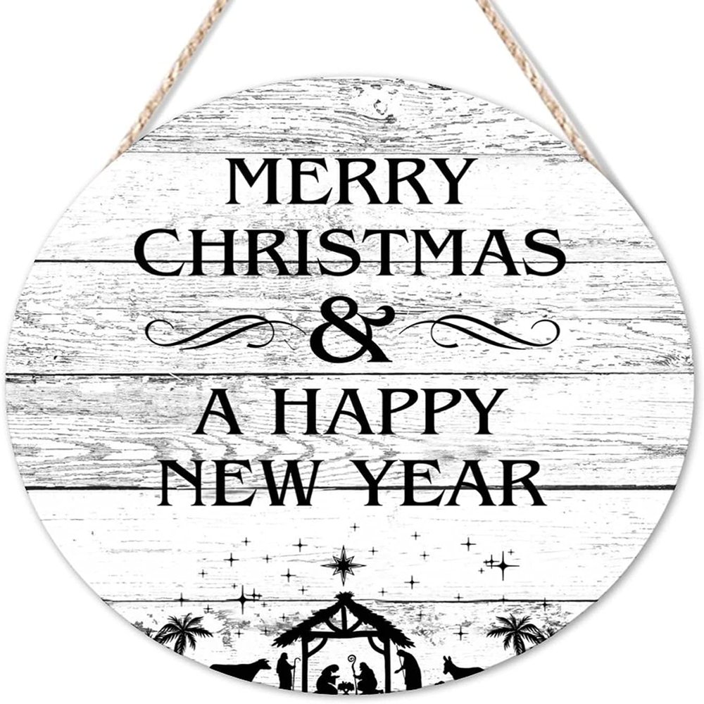 Merry Christmas and a Happy New Year Wooden Welcome Sign