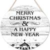 Merry Christmas and a Happy New Year Wooden Welcome Sign view 1