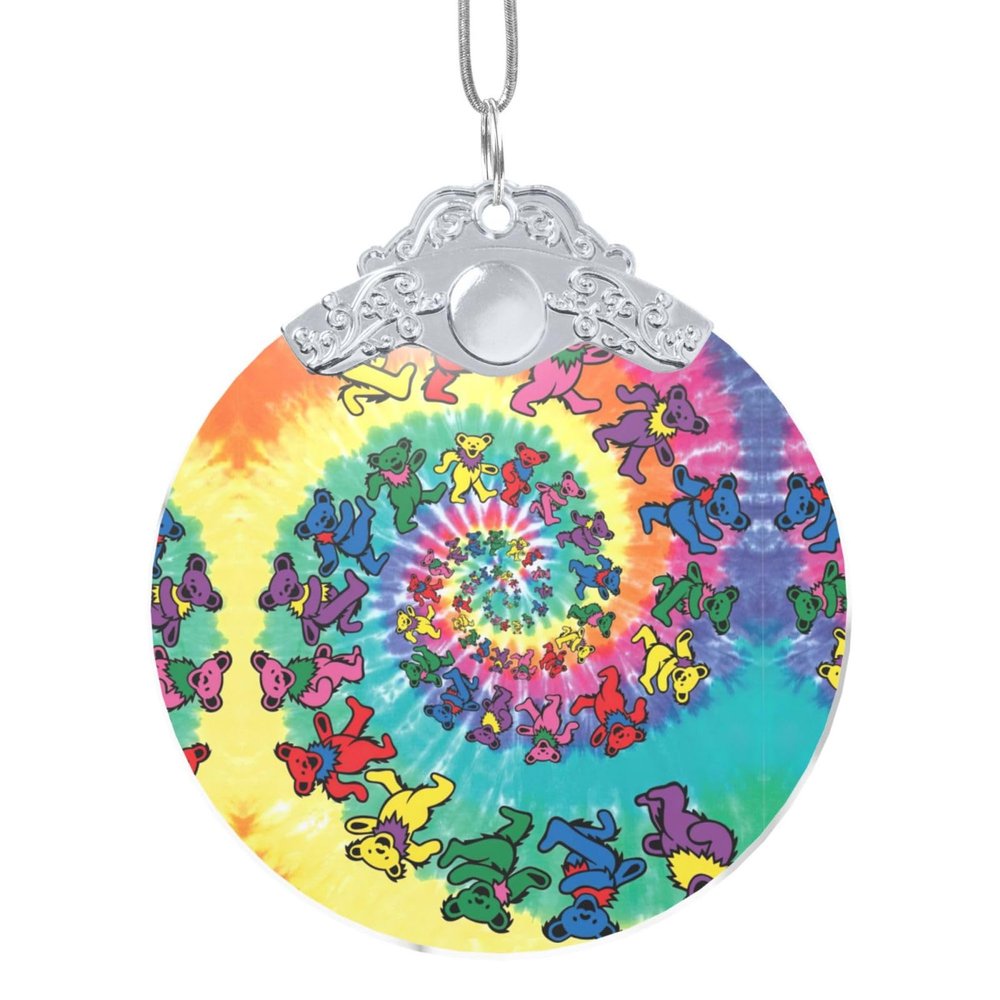 TTYDOKLA Dancing Thanksgiving Bear Round Handcrafted Glass Ornament