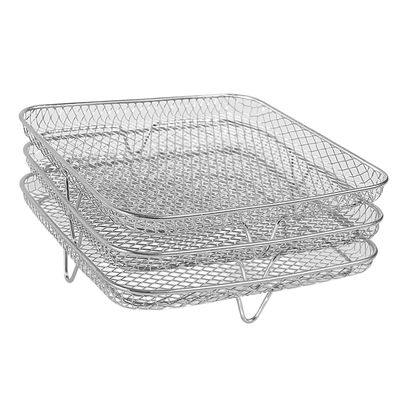 3-Piece Stainless Steel Rack Set for Air Fryers, Silver