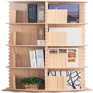 360° Rotating Multi-Tier Bookshelf for Desk, Easy to Disassemble