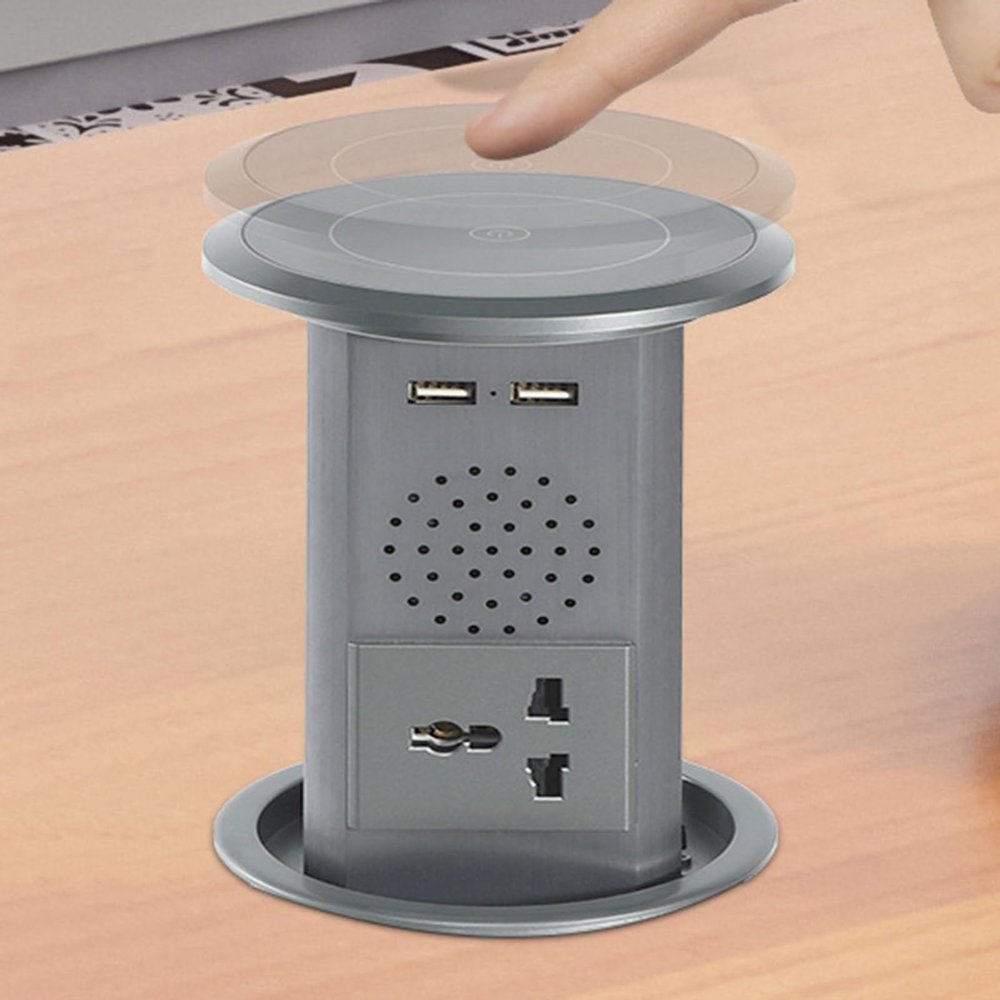 Multifunctional Pop-Up Desktop Outlet with Wireless Charging