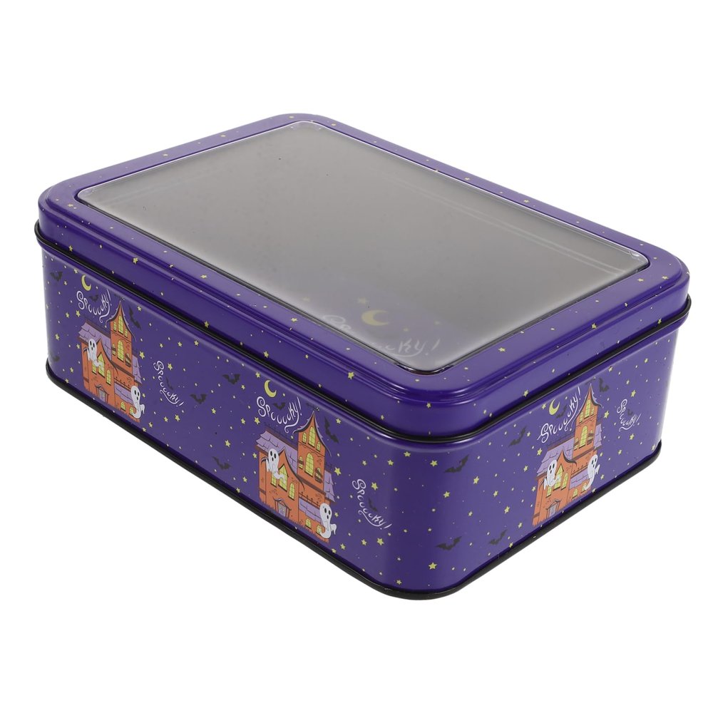 Halloween Party Tin Gift Box with Lid and Clear Display