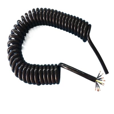 9-Core Coiled Mechanical Telescopic Spring-Wire Cable, 13 AWG Pure Copper, 2.5 mm², 9 m