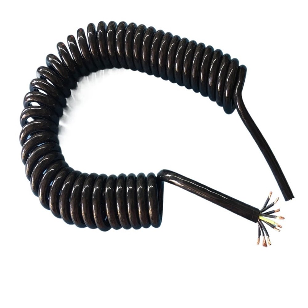 9-Core Coiled Mechanical Telescopic Spring-Wire Cable, 13 AWG Pure Copper, 2.5 mm², 9 m