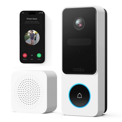 aosu 2K Video Doorbell with Camera, 170° Wide Angle, Package Detection