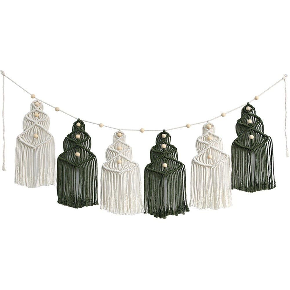 Ericetion Macramé Christmas Tree Wall Hanging with Tassels and Wood Beads